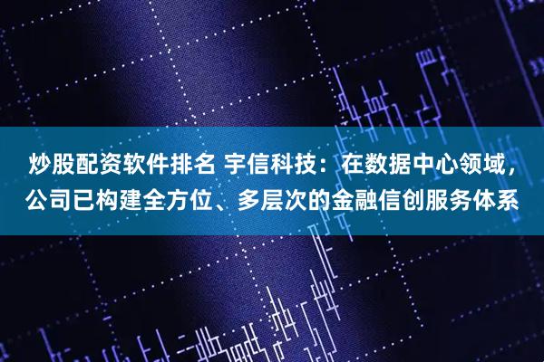 炒股配资软件排名 宇信科技：在数据中心领域，公司已构建全方位、多层次的金融信创服务体系